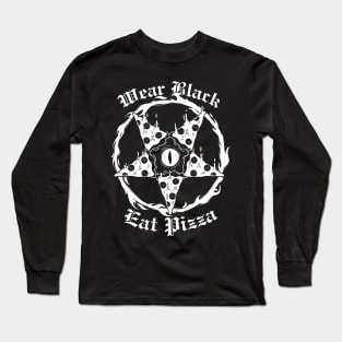 Pizzatanic Wear Black Eat Pizza Satan Baphometh Pentagram Long Sleeve T-Shirt